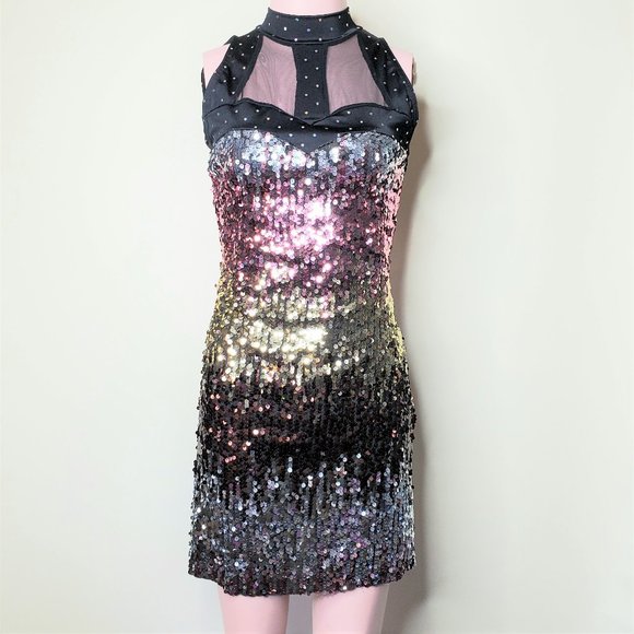 Sequin Mini Dress | Backless Halter Rose Gold | Small - Picture 2 of 14
